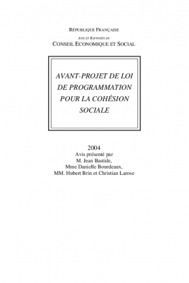 Avant-projet de loi de programmation pour la cohésion sociale