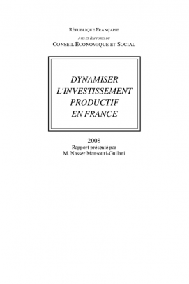 Dynamiser l'investissement productif en France